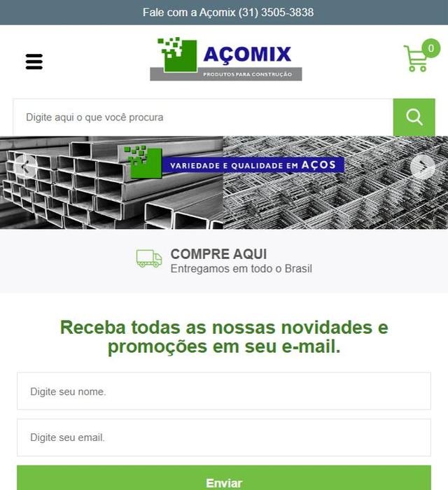 Loja virtual da Açomix, produtos de aço para construção